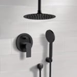 Remer SFH85 Matte Black Ceiling Rain Shower System with Handheld, Rainfall Shower Head, Shower Faucet Set